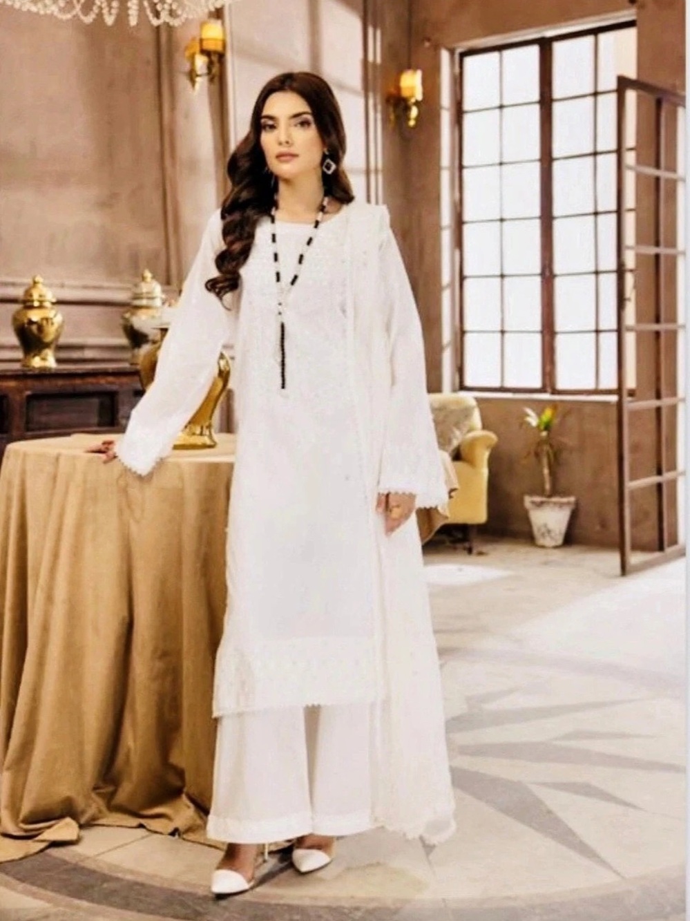 White Embroidered Kurta Set